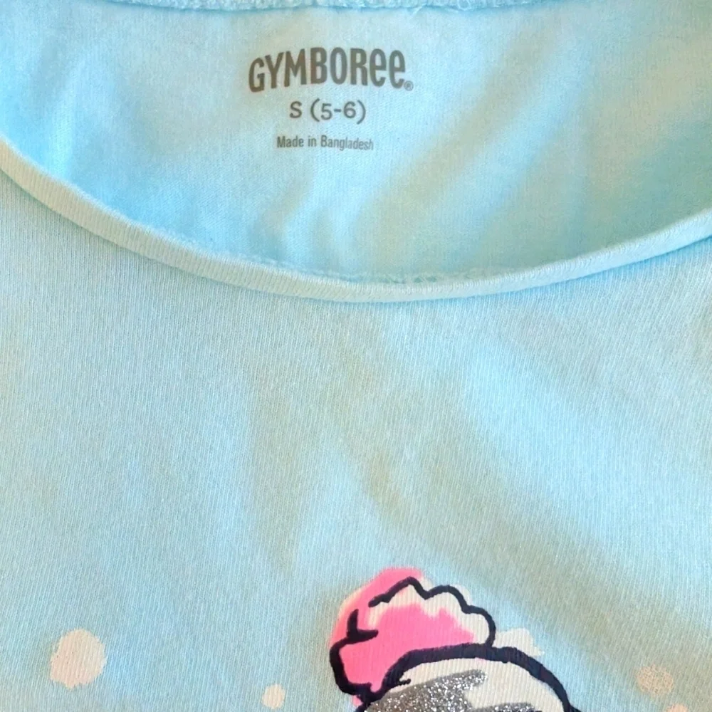 Gymboree Girls Snowboarding Graphic Tee - Blue Cotton SZ S (5-6)